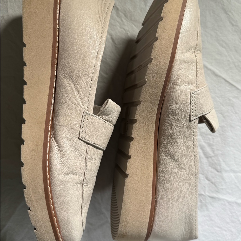Naturalizer Shoes Womens Size 8.5 Cream Adiline Leather Loafers Platform Slip On